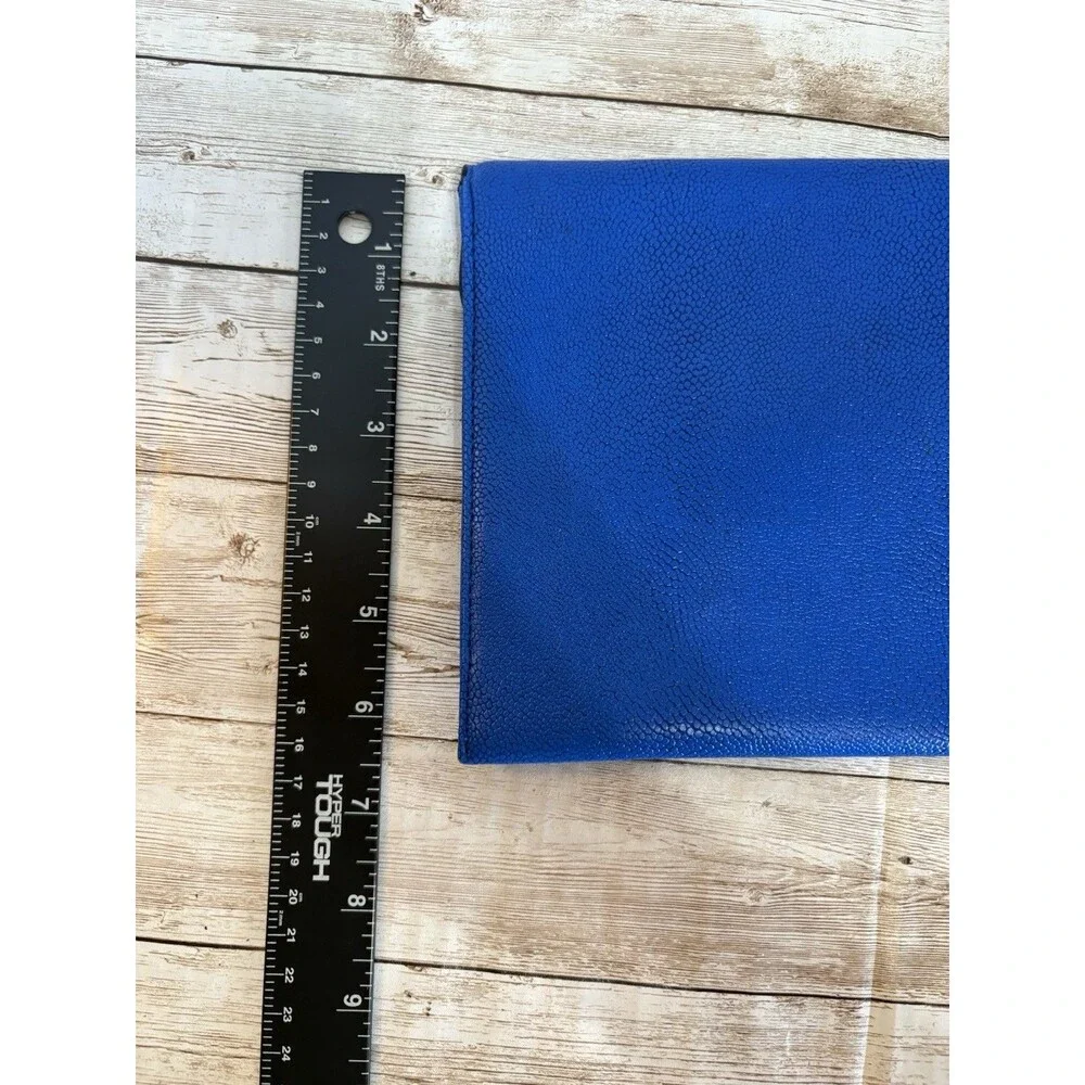 Stella & Dot Avalon Envelope Clutch - Cobalt Blue Pebbled Leather Gold Hardware
